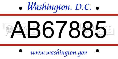 AB67885 District Of Columbia License Plate