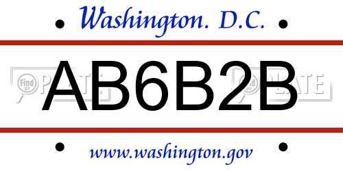 AB6B2B District Of Columbia License Plate