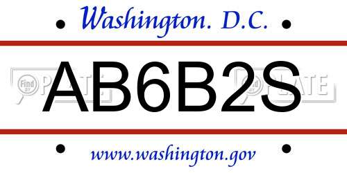 AB6B2S District Of Columbia License Plate