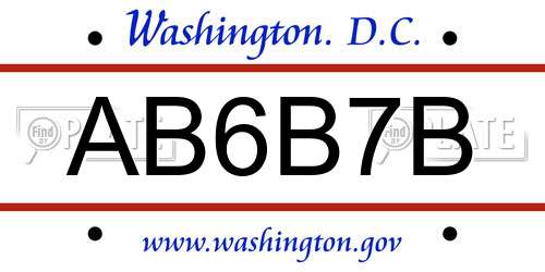 AB6B7B District Of Columbia License Plate