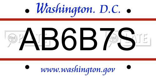 AB6B7S District Of Columbia License Plate