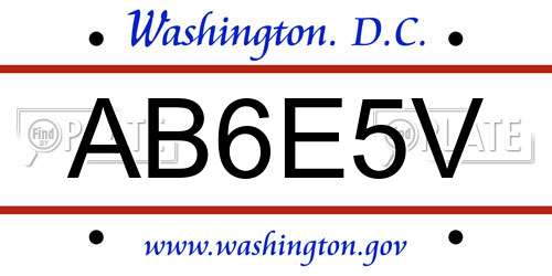 AB6E5V District Of Columbia License Plate