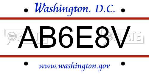 AB6E8V District Of Columbia License Plate