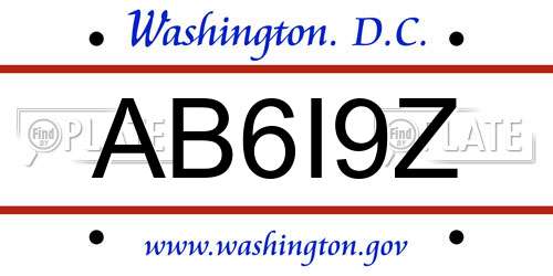 AB6I9Z District Of Columbia License Plate