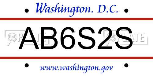 AB6S2S District Of Columbia License Plate