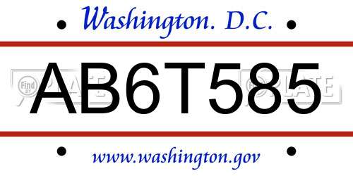 AB6T585 District Of Columbia License Plate