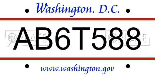 AB6T588 District Of Columbia License Plate