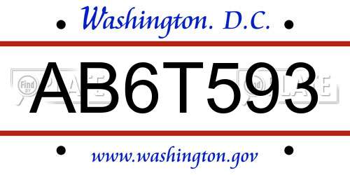 AB6T593 District Of Columbia License Plate