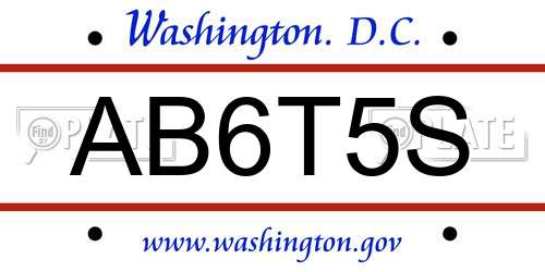 AB6T5S District Of Columbia License Plate