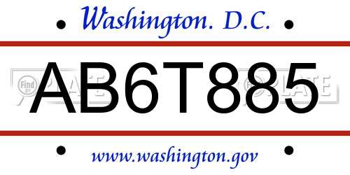 AB6T885 District Of Columbia License Plate