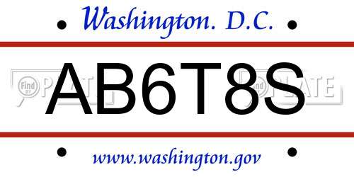 AB6T8S District Of Columbia License Plate