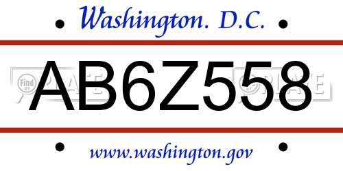 AB6Z558 District Of Columbia License Plate