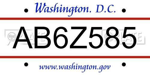 AB6Z585 District Of Columbia License Plate