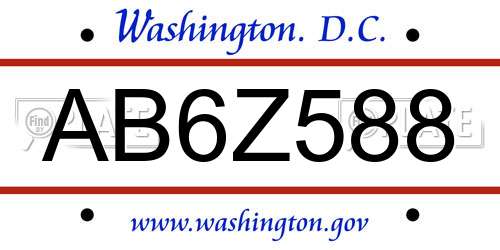 AB6Z588 District Of Columbia License Plate