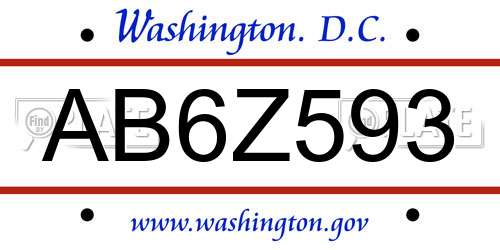 AB6Z593 District Of Columbia License Plate