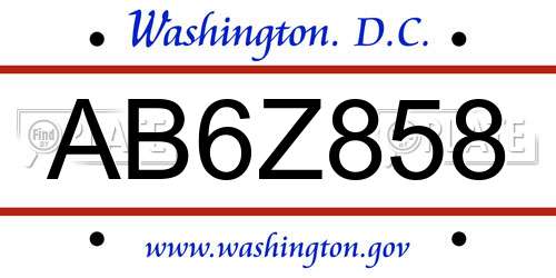 AB6Z858 District Of Columbia License Plate