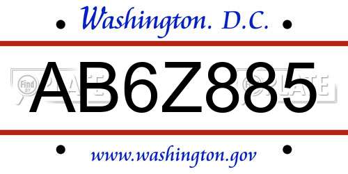 AB6Z885 District Of Columbia License Plate