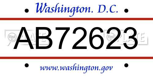 AB72623 District Of Columbia License Plate