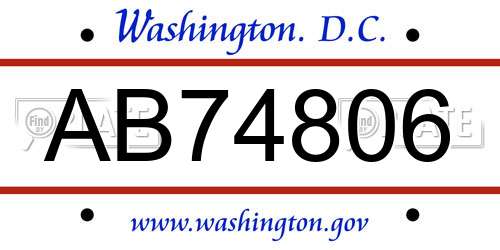 AB74806 District Of Columbia License Plate