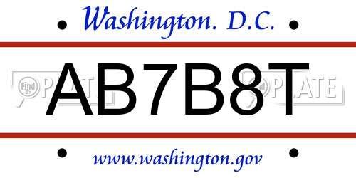 AB7B8T District Of Columbia License Plate