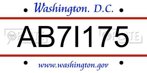 AB7I175 District Of Columbia License Plate