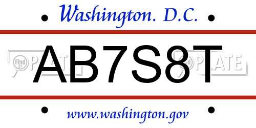 AB7S8T District Of Columbia License Plate