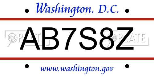 AB7S8Z District Of Columbia License Plate