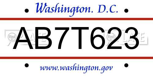 AB7T623 District Of Columbia License Plate