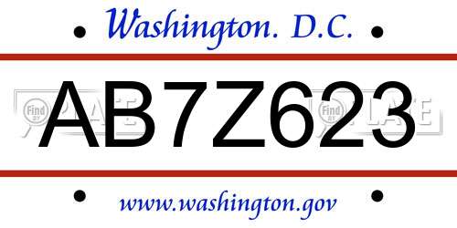 AB7Z623 District Of Columbia License Plate
