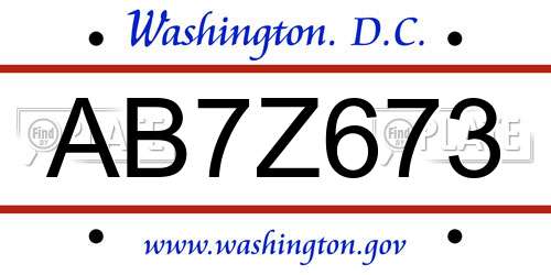 AB7Z673 District Of Columbia License Plate