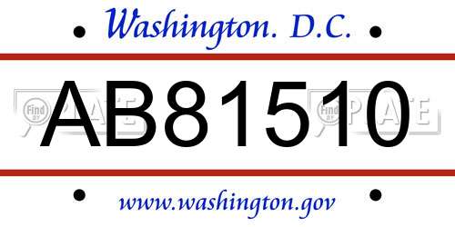 AB81510 District Of Columbia License Plate