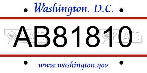 AB81810 District Of Columbia License Plate