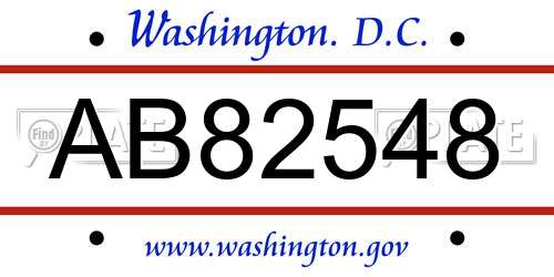 AB82548 District Of Columbia License Plate