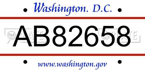 AB82658 District Of Columbia License Plate