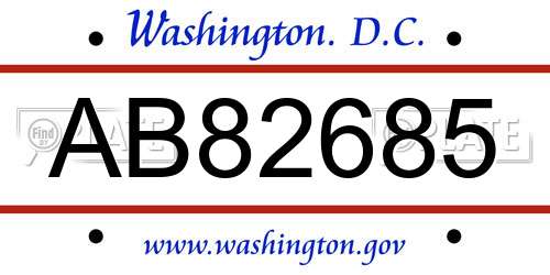 AB82685 District Of Columbia License Plate