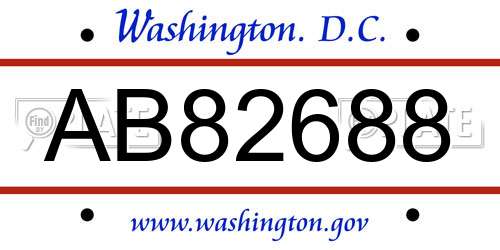 AB82688 District Of Columbia License Plate