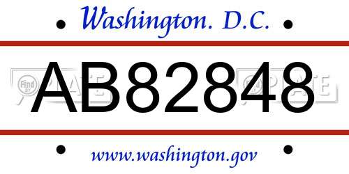 AB82848 District Of Columbia License Plate