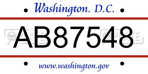 AB87548 District Of Columbia License Plate