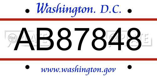 AB87848 District Of Columbia License Plate