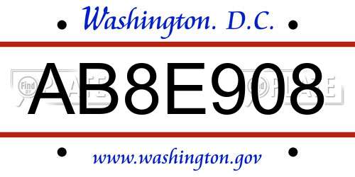 AB8E908 District Of Columbia License Plate
