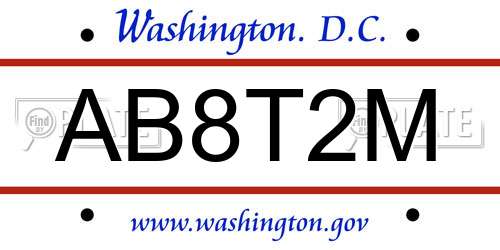 AB8T2M District Of Columbia License Plate