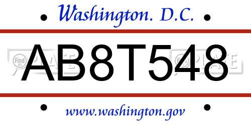 AB8T548 District Of Columbia License Plate