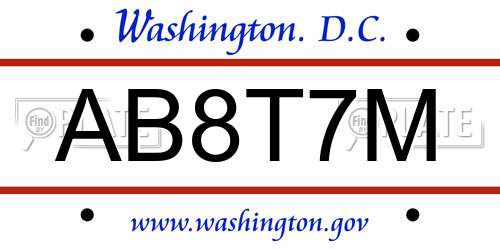 AB8T7M District Of Columbia License Plate