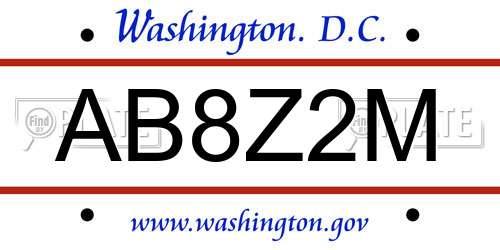 AB8Z2M District Of Columbia License Plate