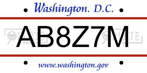 AB8Z7M District Of Columbia License Plate
