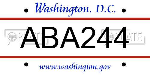 ABA244 District Of Columbia License Plate