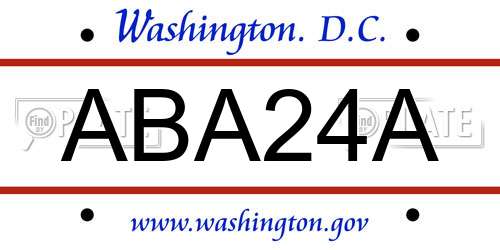 ABA24A District Of Columbia License Plate