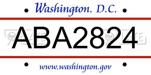 ABA2824 District Of Columbia License Plate