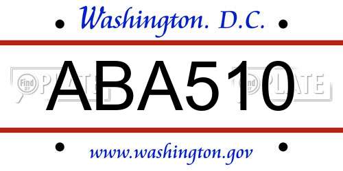 ABA510 District Of Columbia License Plate