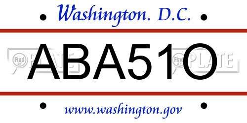 ABA51O District Of Columbia License Plate